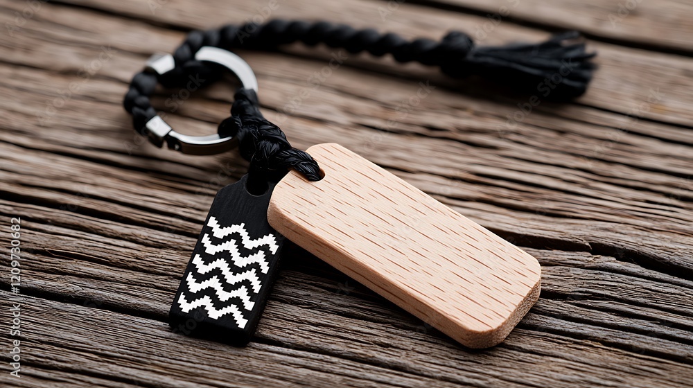 custom made wallpaper toronto digitalWooden and Black Keychain with Wave Pattern