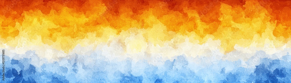 Fototapeta premium Abstract Warm to Cool Color Gradient Background Texture Orange Yellow White Blue Hues Watercolor