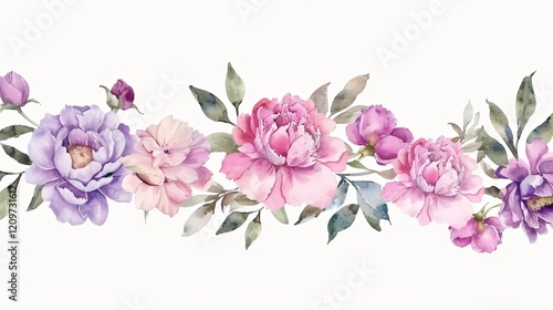 Elegant Vintage Pink Peonies Watercolor Border Frame Design