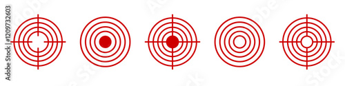 Target circles icons vector set. Destination goals, business success concept