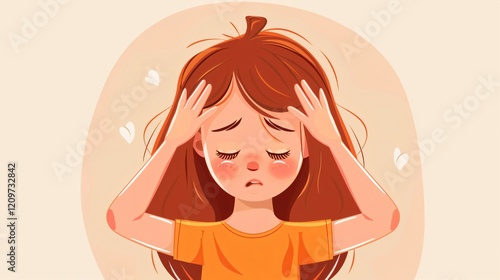 Migraine Symptom in Girl: Young Child with Headache Paints the Experience