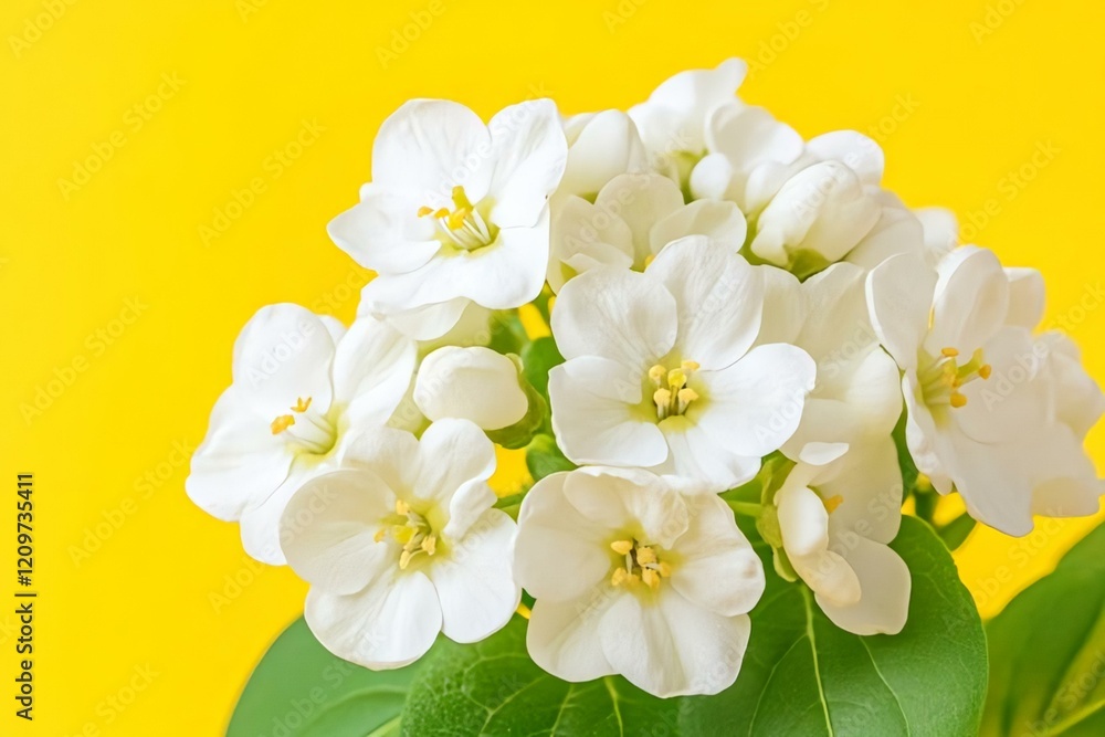 Obraz premium White Blossoms Against Bright Yellow Background
