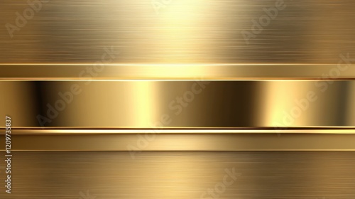 A detailed close-up showcasing a shiny gold plate accented by a sleek metallic strip, highlighting its luxurious texture and craftsmanship.