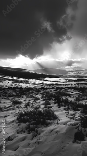 digital technology black and white snow mountain scenery poster background photo