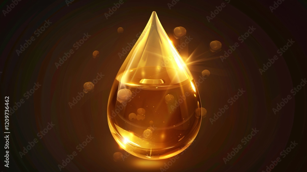 Golden Essence Drop Oil Bubble Shine Carto Golden Essence Drop Oil Bubble Shine Carto