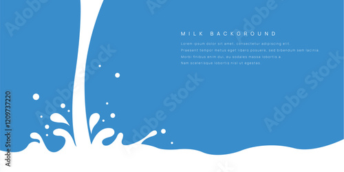 Milk background of Modern poster, dynamic splashes and drops. Vector illustration in a flat style of minimalism	