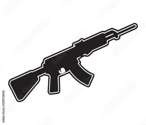 Rifle Icon Silhouette Isolated White Background