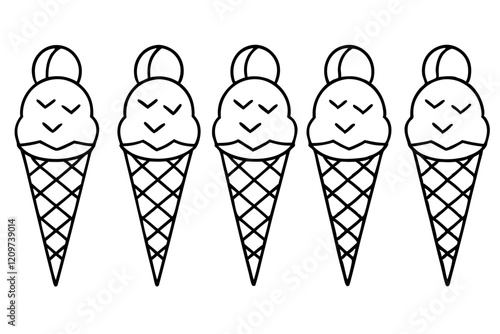 Modern Ice Cream Cone Vector Set