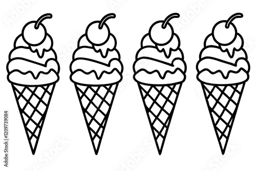 Modern Ice Cream Cone Vector Set