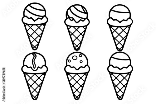 Modern Ice Cream Cone Vector Set
