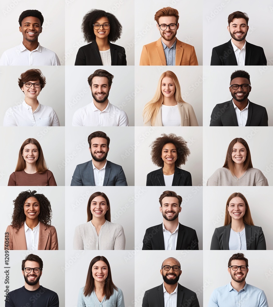 Diverse group of professional headshots showcasing various individuals, highlighting diversity and inclusivity in the workplace.