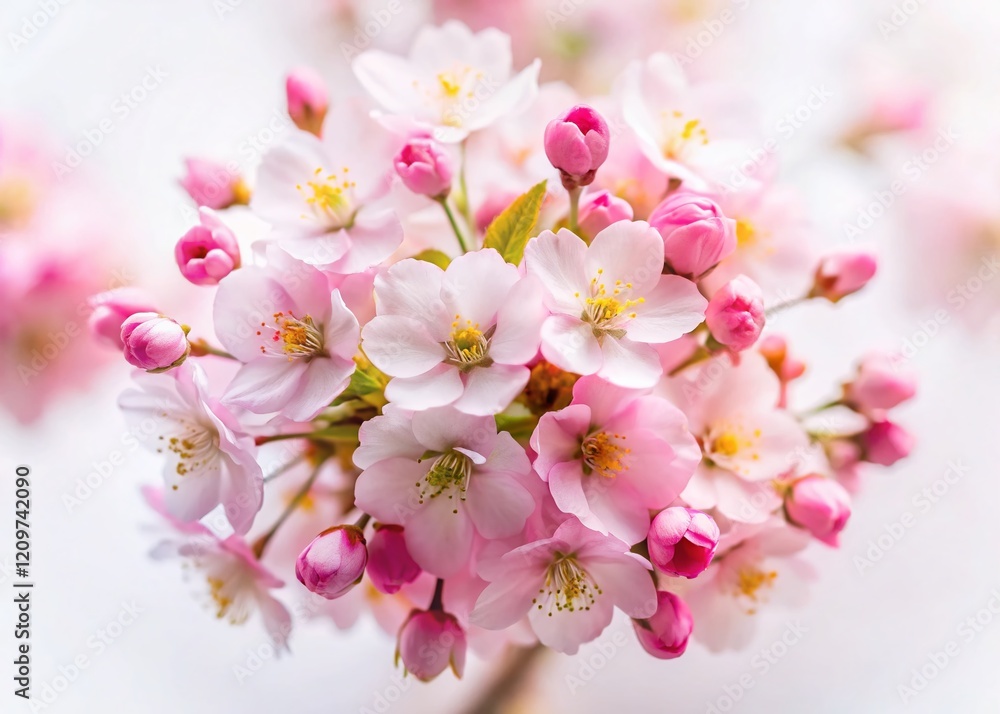 Spring Sakura Cherry Blossoms Bouquet, Tilt-Shift Miniature Effect, Isolated Spring Sakura Cherry Blossoms Bouquet, Tilt-Shift Miniature Effect, Isolated