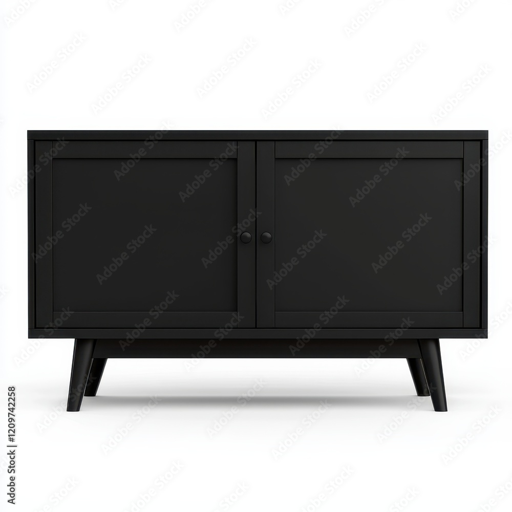 Modern Black Two Door Cabinet Mid Century Style Wooden Storage Furniture Modern Black Two Door Cabinet Mid Century Style Wooden Storage Furniture