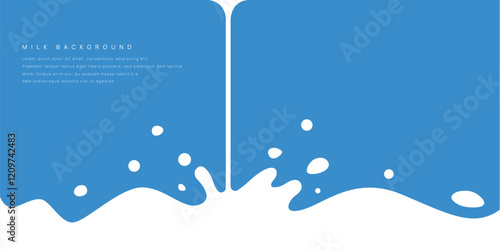 Milk background of Modern poster, dynamic splashes and drops. Vector illustration in a flat style of minimalism	