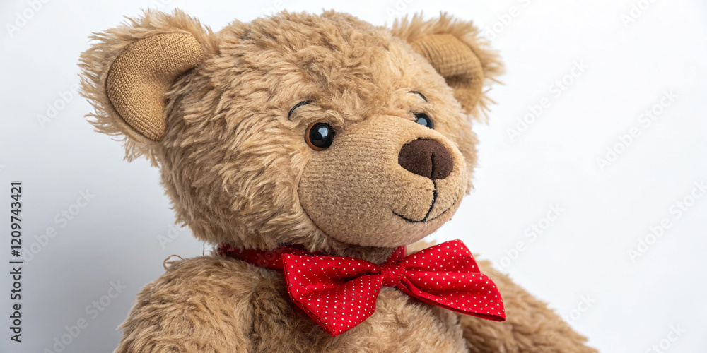 Obraz premium Adorable Teddy Bear Dressed with a Red Bow