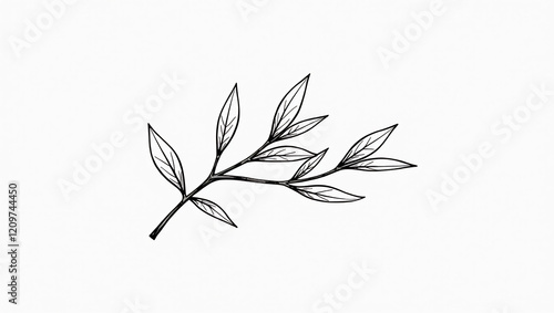 Single Line Olive Branch Minimalist Art