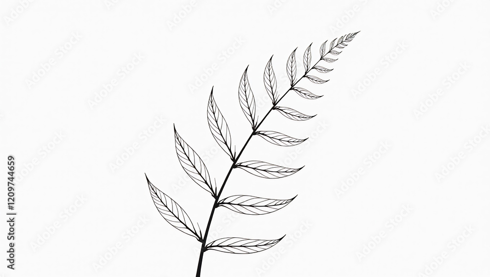 Fototapeta premium Abstract Minimalist Fern Outline Design