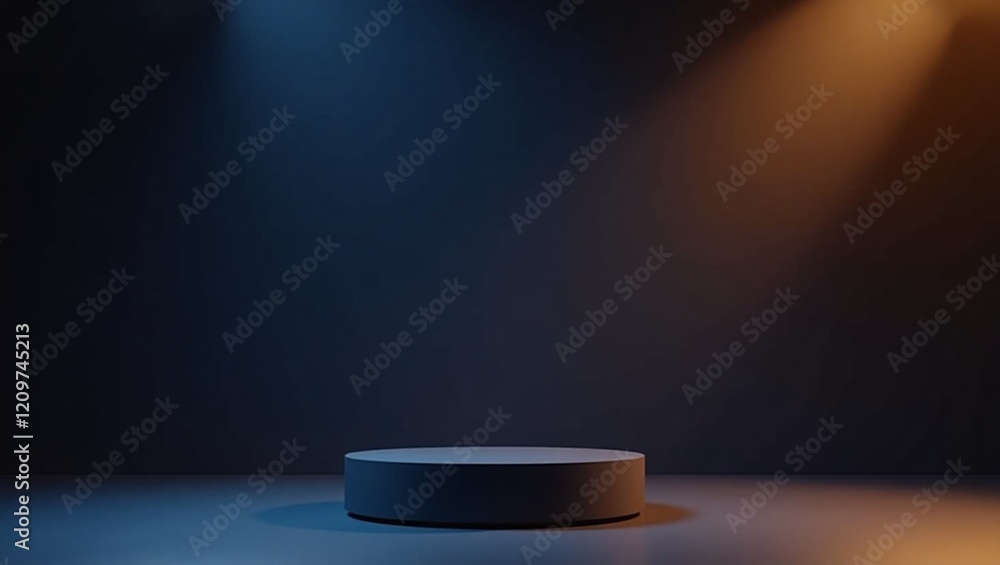 3d render mockup of product stand for advertising with dark ambient lighting 3d render mockup of product stand for advertising with dark ambient lighting