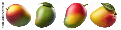 Vibrant mango illustrations with different shades isolated on transparent background