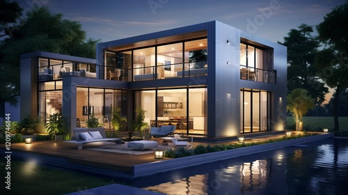 A photo of a Modern Prefabricated Home with Clear Daylight