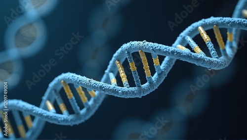 Deoxyribonucleic acid as life's blueprint molecule. Double-helix structure of nucleotides carrying genetic code for all organisms and DNA viruses photo