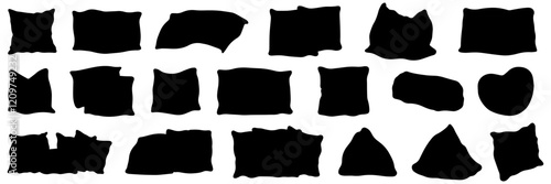 Set of black pillows. Soft sleep pillow, hand drawn contour pillows. Decorating a bedroom for relaxation. Cozy handmade pillows for bed and sofa.