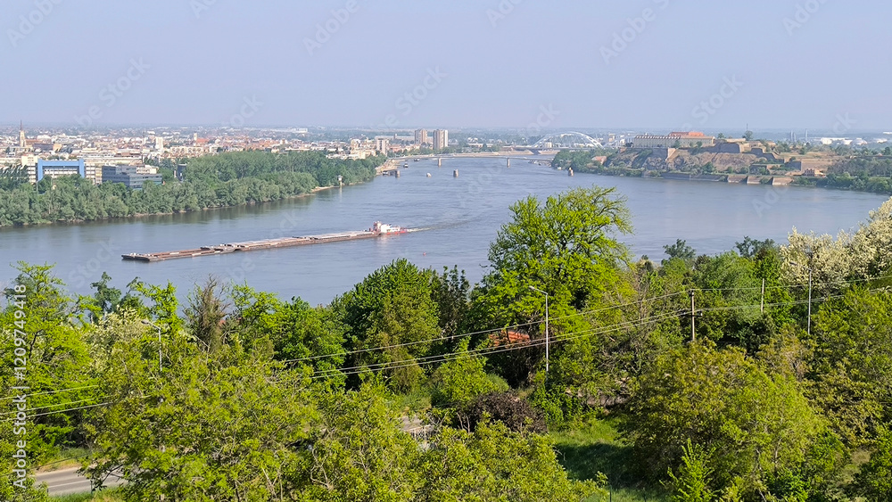 Petrovaradin Fortress by the Danube river in spring Petrovaradin Fortress by the Danube river in spring
