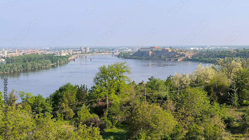 Petrovaradin Fortress by the Danube river in spring Petrovaradin Fortress by the Danube river in spring