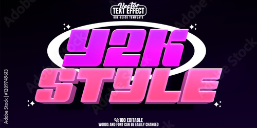 Y2k editable text effect, customizable 80s and retro 3d font style