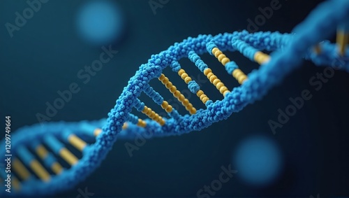 Deoxyribonucleic acid as life's blueprint molecule. Double-helix structure of nucleotides carrying genetic code for all organisms and DNA viruses photo