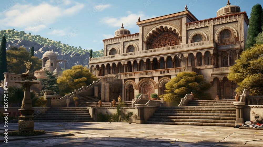 Fototapeta premium A photo of a Monastery Emphasizing Modern Spiritual