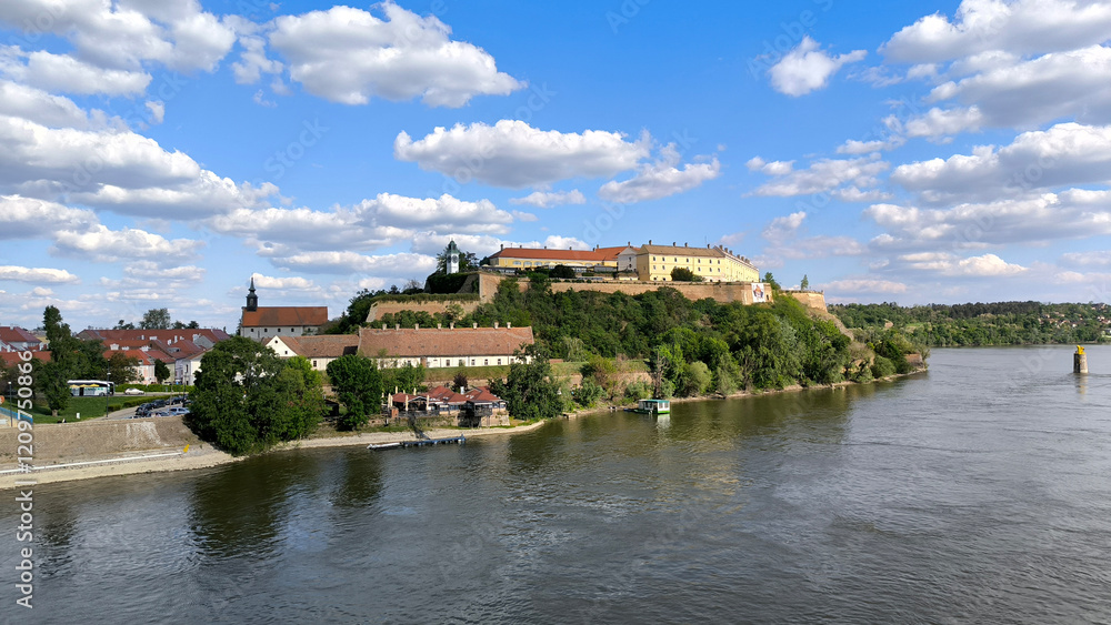 Petrovaradin Fortress by the Danube river in spring Petrovaradin Fortress by the Danube river in spring