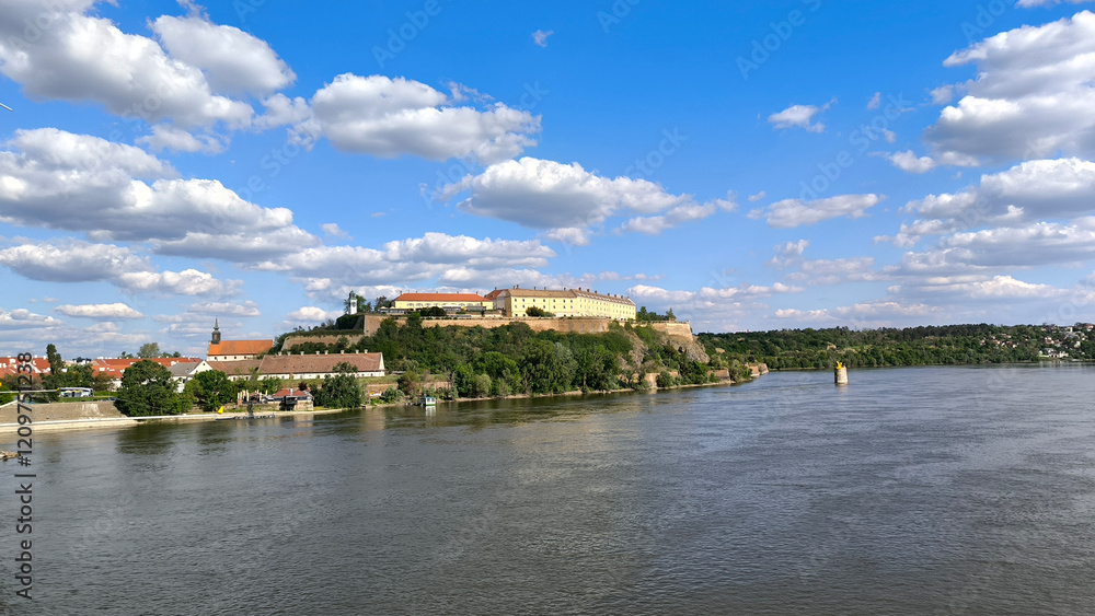 Petrovaradin Fortress by the Danube river in spring Petrovaradin Fortress by the Danube river in spring