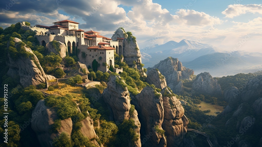 A photo of a Monastery Harmonizing with the famous landmark A photo of a Monastery Harmonizing with the famous landmark