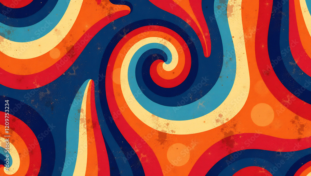 Obraz premium Retro 70s Abstract Swirl Pattern Texture