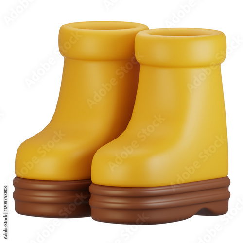 3d rendering autumn icon concept. 3d render boots icon