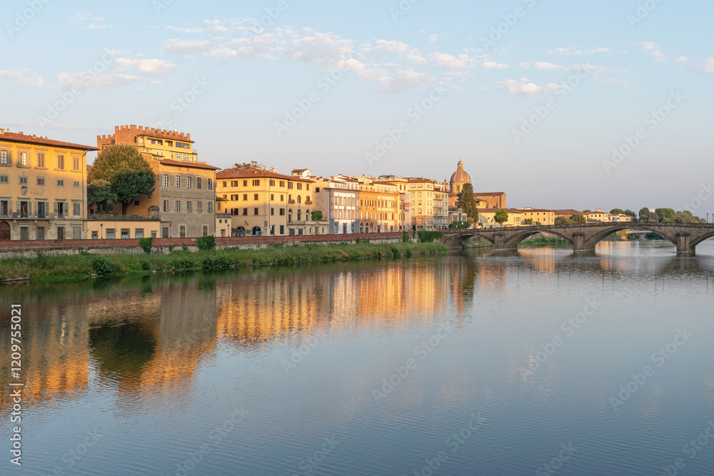 Naklejka premium Carraia Bridge over the Arno River in Florence. Tuscany