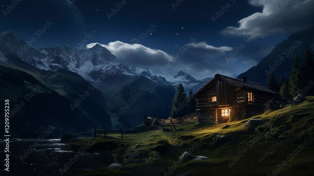 A photo of a Mountain Cabin Creating a Sense of calm A photo of a Mountain Cabin Creating a Sense of calm