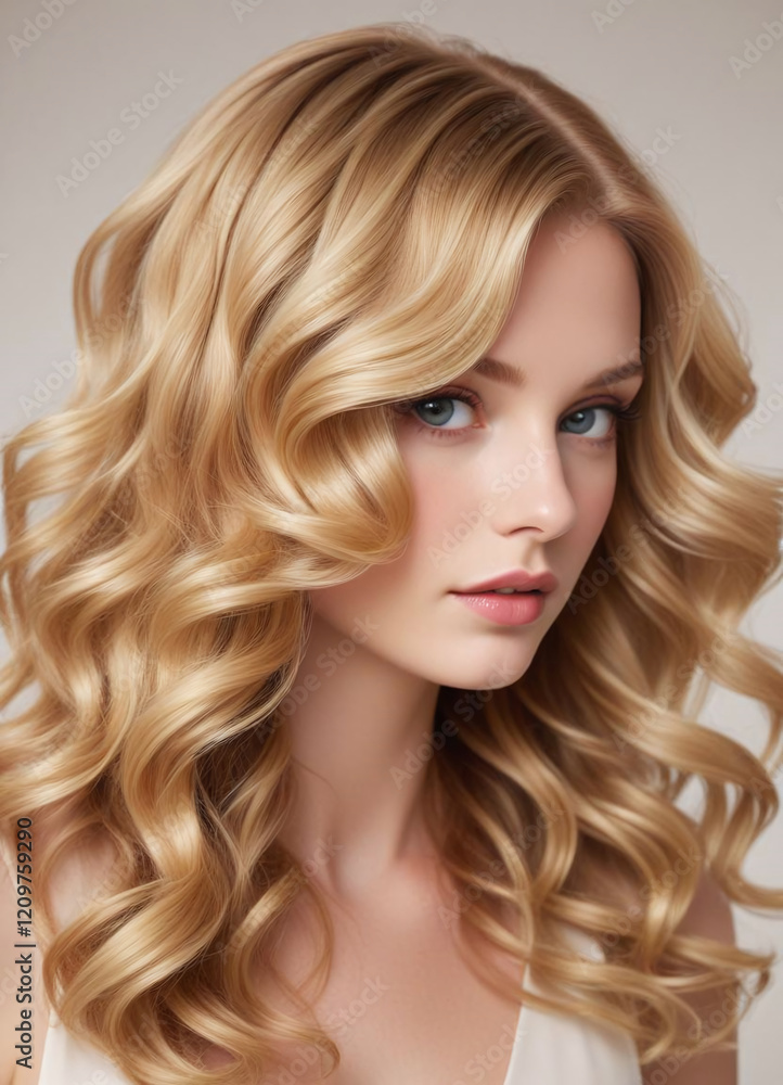 Naklejka premium A Radiant Backdrop of Golden Blonde Hair in Perfect Waves