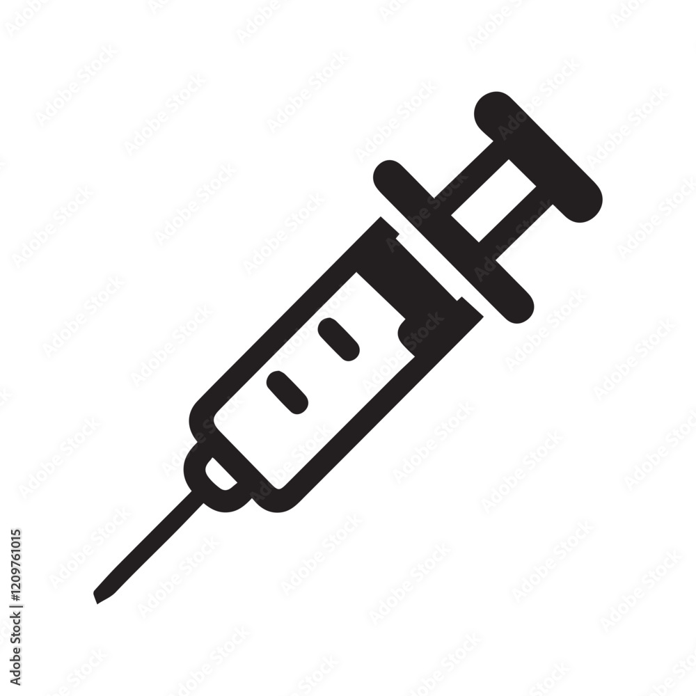 Syringe icon silhouette vector illustration Hospital and medical health care Syringe icon silhouette vector illustration Hospital and medical health care