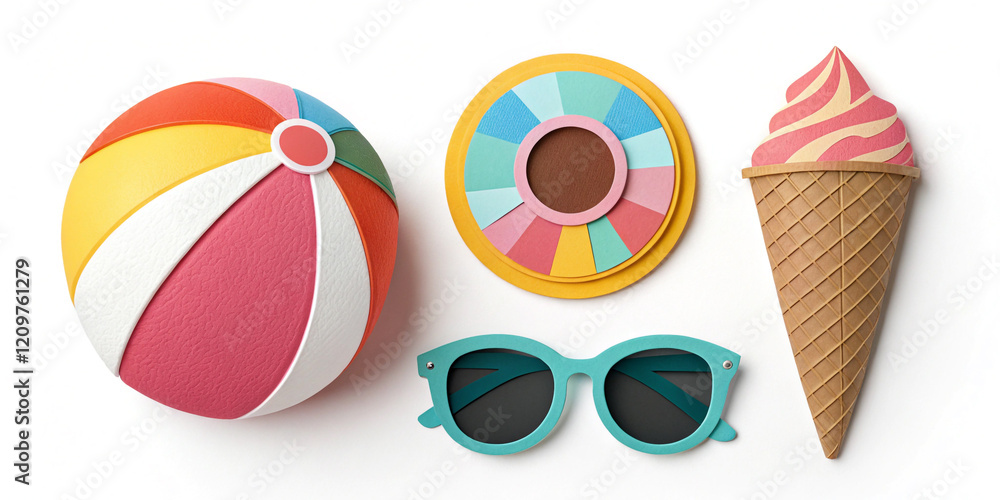 3D Summer Cut-Out Element Set for Seasonal Designs 3D Summer Cut-Out Element Set for Seasonal Designs