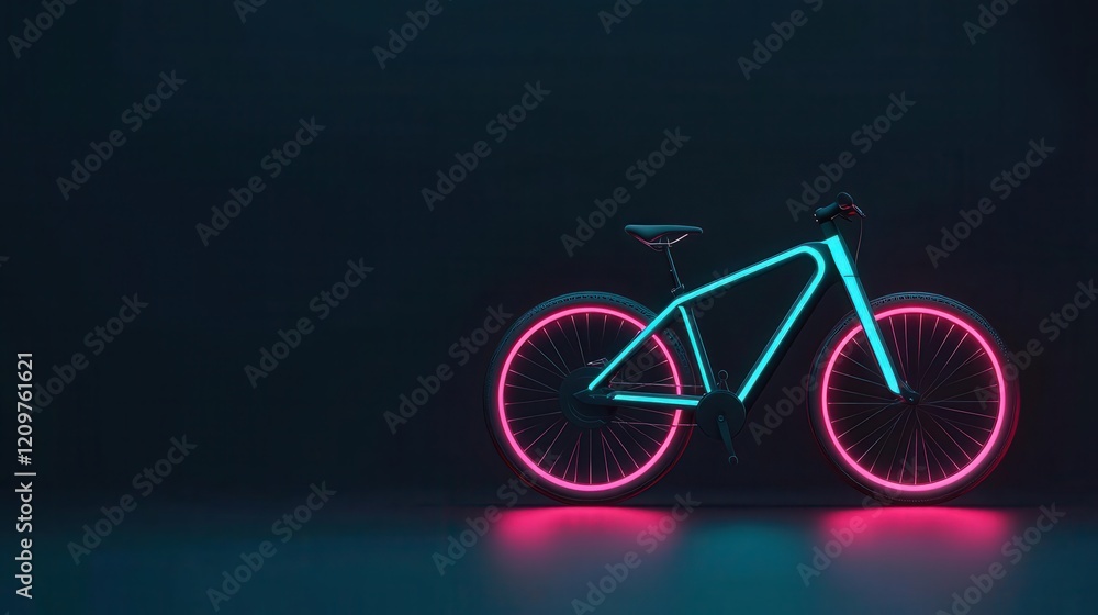 Fototapeta premium Futuristic glowing bike with modular components, mobility design exploration, 3D illustration