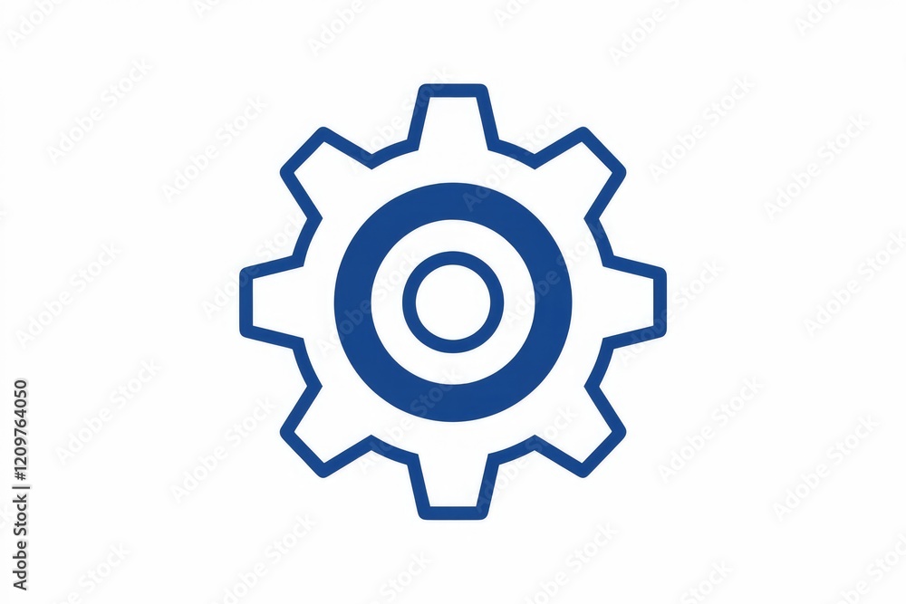 A simple blue gear icon representing mechanism, engineering, and technology. A simple blue gear icon representing mechanism, engineering, and technology.