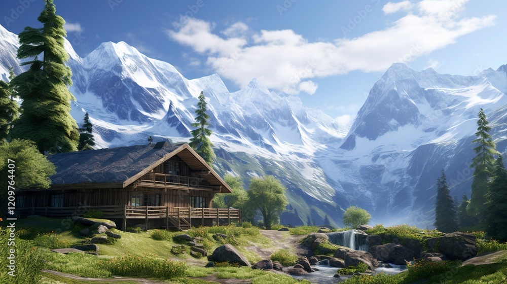 A photo of a Mountain Cabin with Architectural