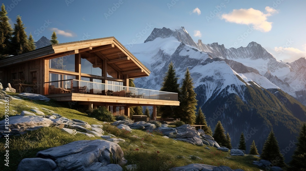 A photo of a Mountain Cabin with Architectural A photo of a Mountain Cabin with Architectural