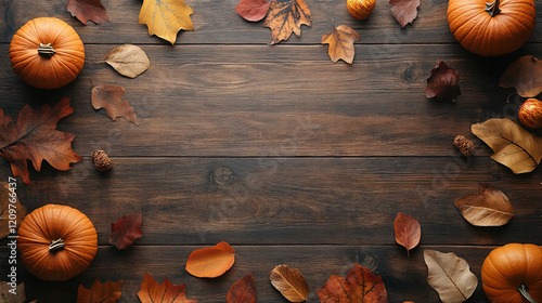 autmn with pumpkin and maple leaves