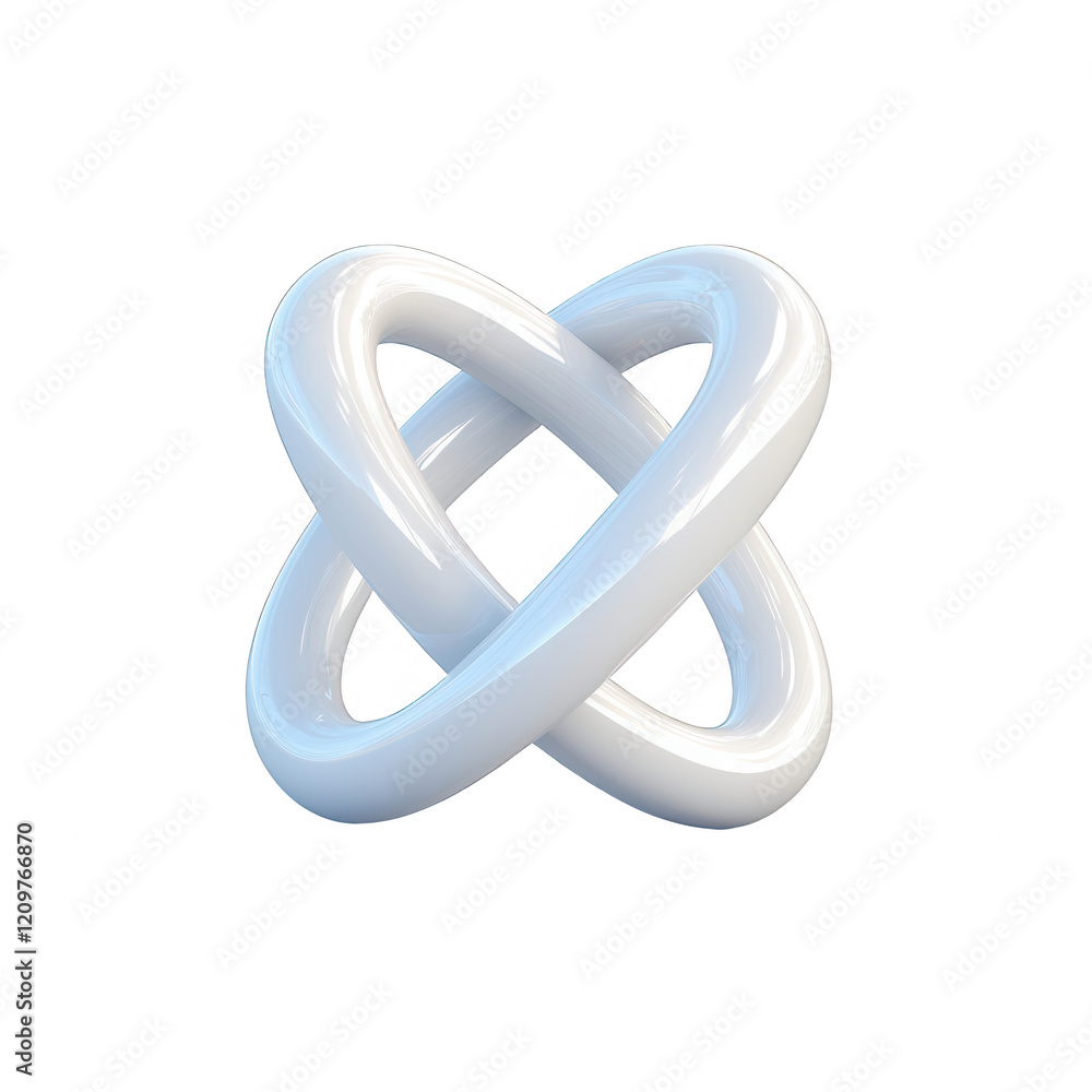 A sleek, modern 3D design showcasing a white intertwined structure., isolated on a transparent background. A sleek, modern 3D design showcasing a white intertwined structure., isolated on a transparent background.