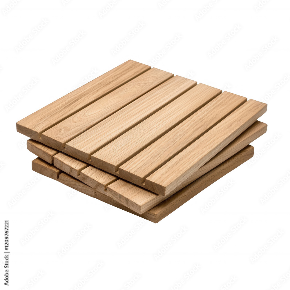 A stack of polished wooden planks resting on a flat surface, showcasing natural texture. A stack of polished wooden planks resting on a flat surface, showcasing natural texture.