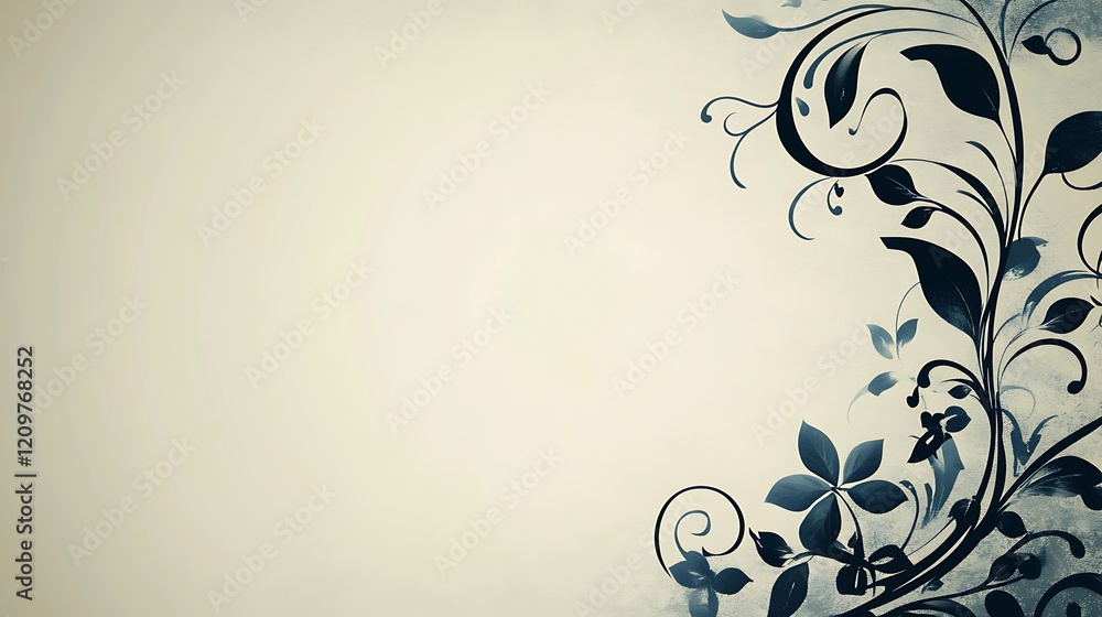Elegant Dark Floral Design on Beige Background Elegant Dark Floral Design on Beige Background