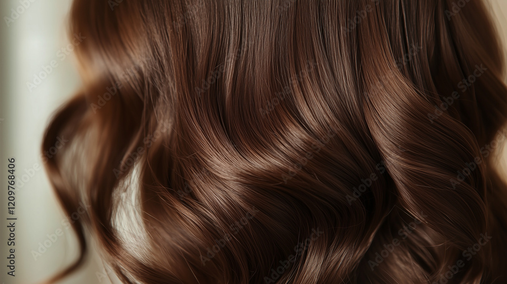 Luxurious brown wavy hair close-up with smooth texture and rich color Luxurious brown wavy hair close-up with smooth texture and rich color